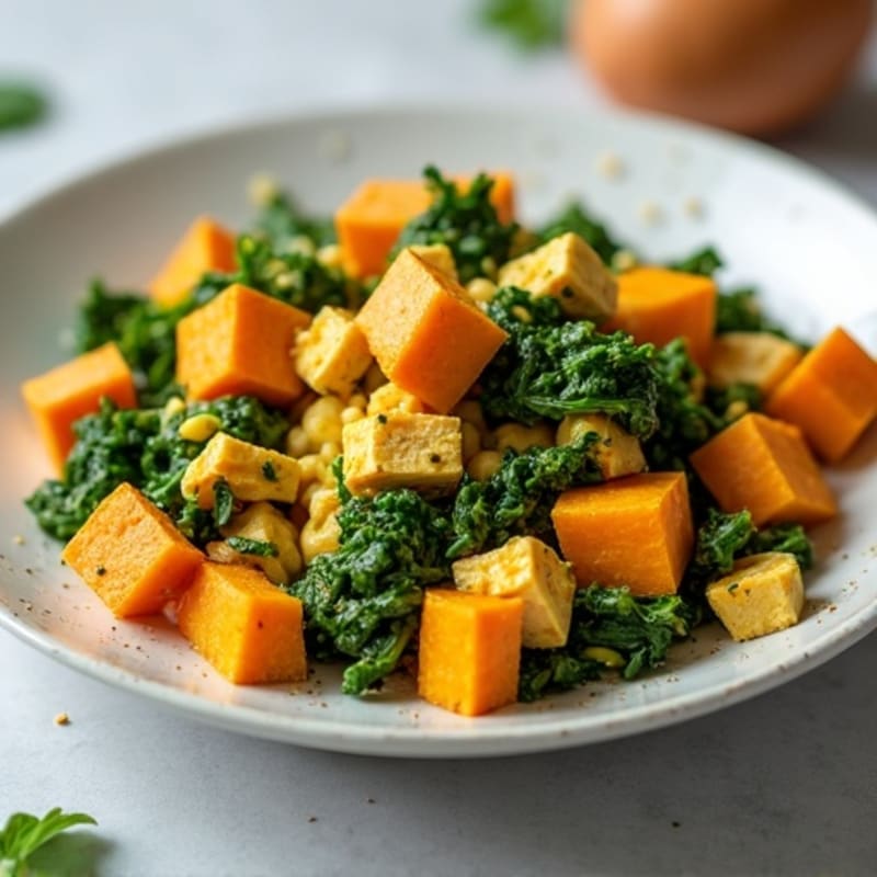 Silky Tofu Scramble with Spinach and Sweet Potato