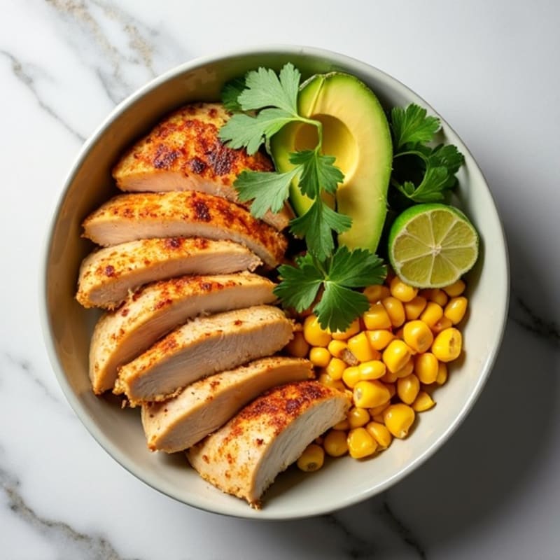 Roasted Chicken and Creamy Chili-Lime Corn Bowl