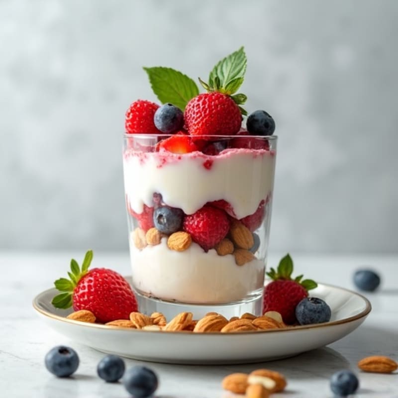 Greek Yogurt Protein Parfait with Berries and Almonds