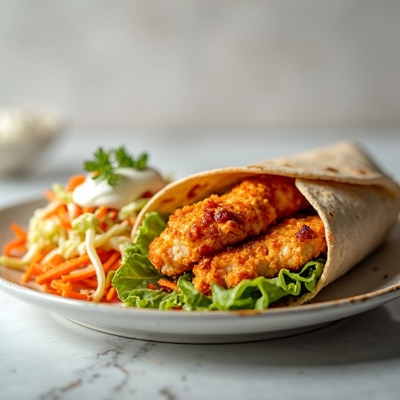 Crispy Buffalo Chicken Wrap with Crunchy Slaw