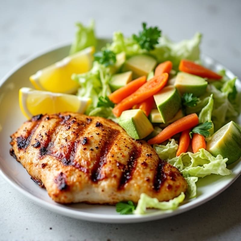Grilled Chicken Breast with Crunchy Cabbage Slaw