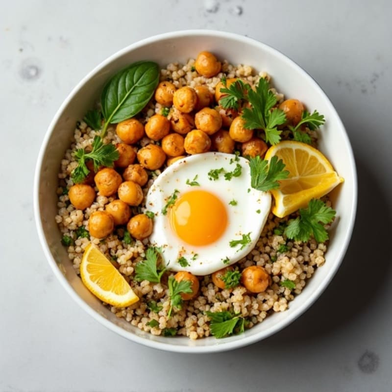Protein-Packed Quinoa Bowl with Roasted Chickpeas and Lemon-Herb Dressing