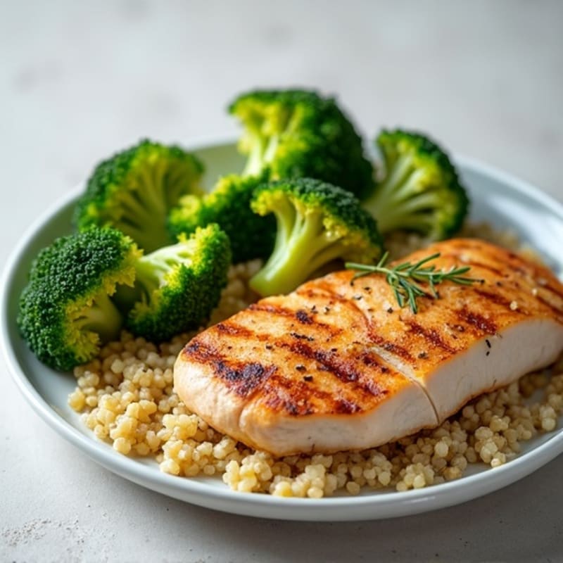 Grilled Turkey Breast with Quinoa and Roasted Broccoli