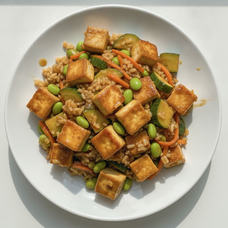Sweet and Sour Tofu with Edamame Stir-Fry