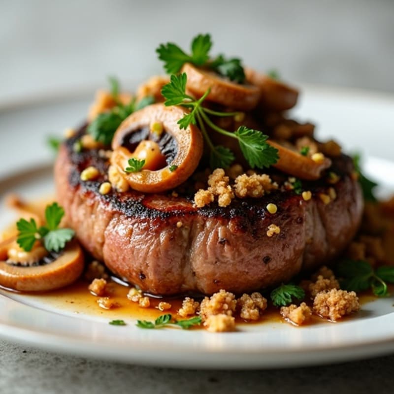 Seared Beef Tenderloin with Mushroom-Herb Crust