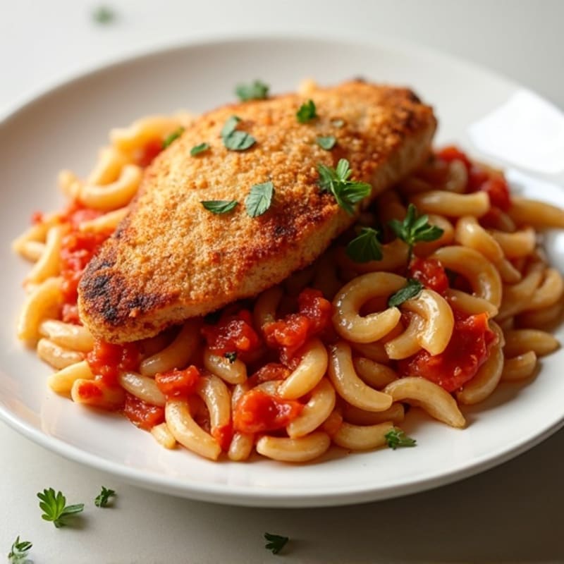 Crispy Chicken and Whole Wheat Pasta with Marinara