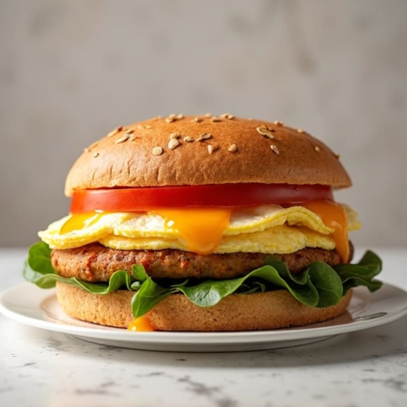 Egg White and Chicken Sausage Breakfast Sandwich on Whole Grain Bread