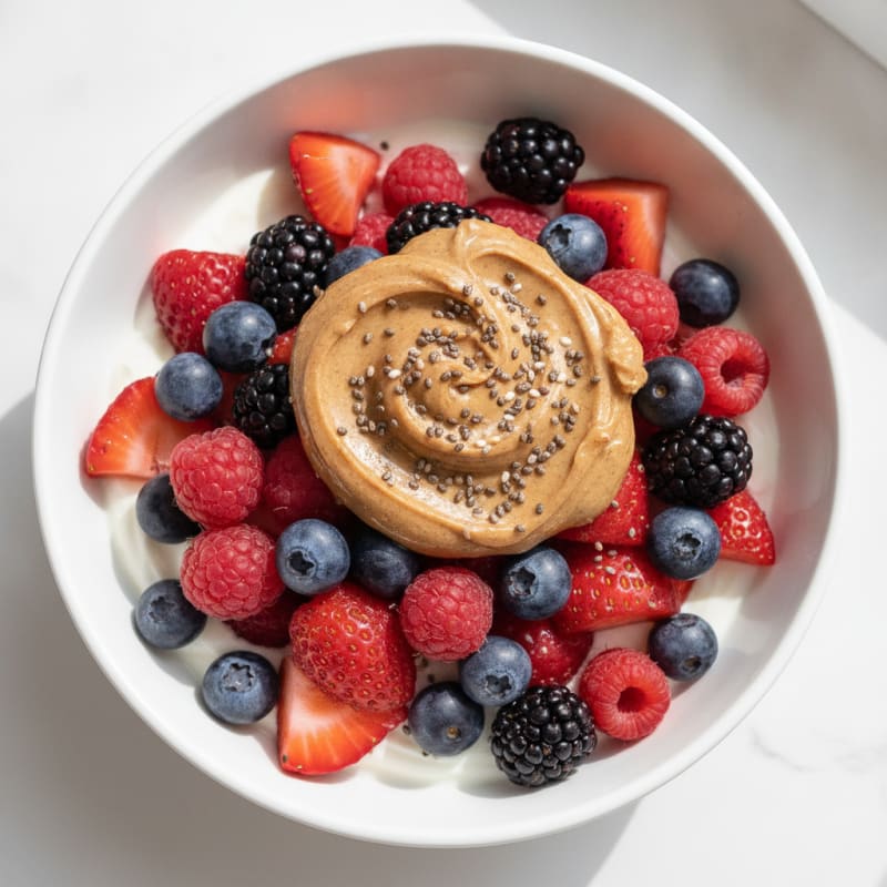 Creamy Greek Yogurt Parfait with Mixed Berries and Almond Butter