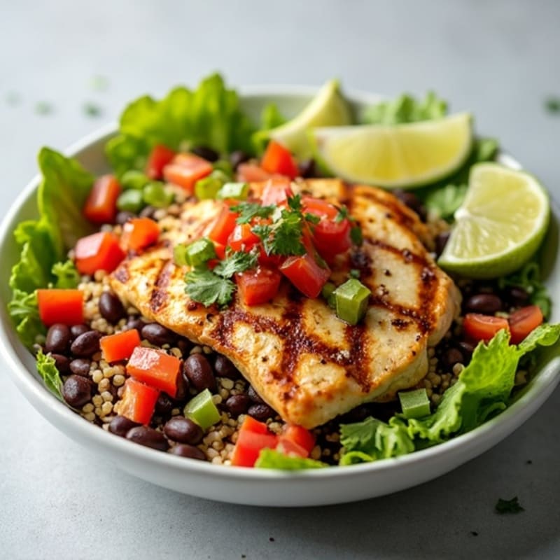 Grilled Chicken Taco Salad with Black Beans and Crunchy Veggies