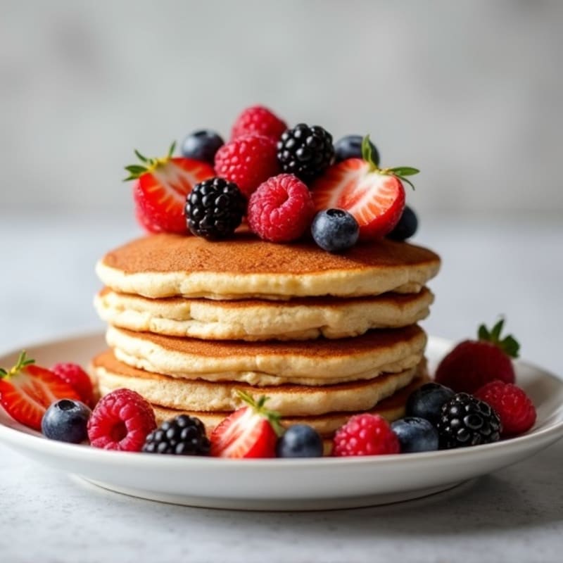 Fluffy Protein Pancakes with Fresh Berries