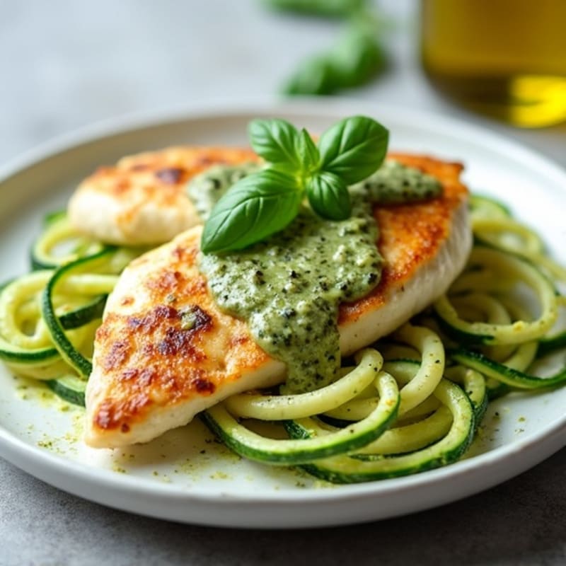 Creamy Pesto Chicken with Zucchini Noodles