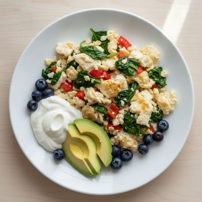 Egg White Veggie Scramble with Greek Yogurt