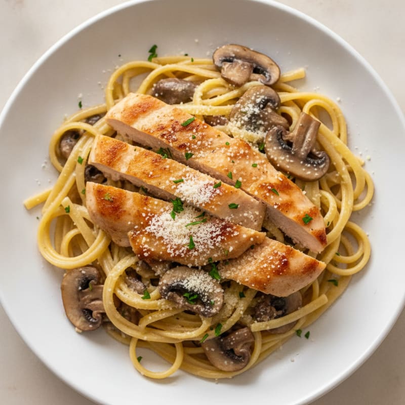 Truffle Mushroom Linguine with Parmesan