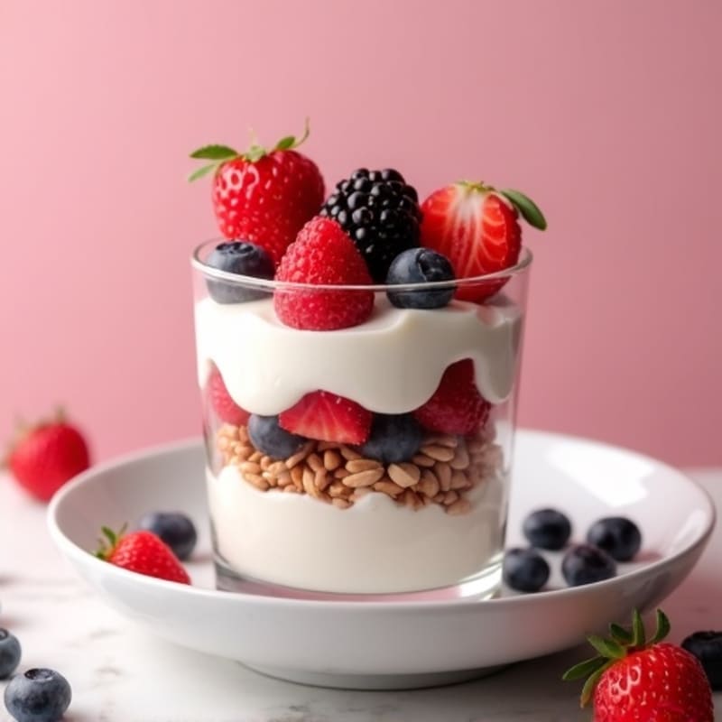 Greek Yogurt Protein Parfait with Mixed Berries