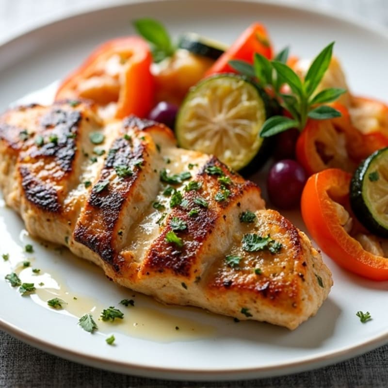 Herb-Crusted Pan Seared Chicken with Roasted Vegetables