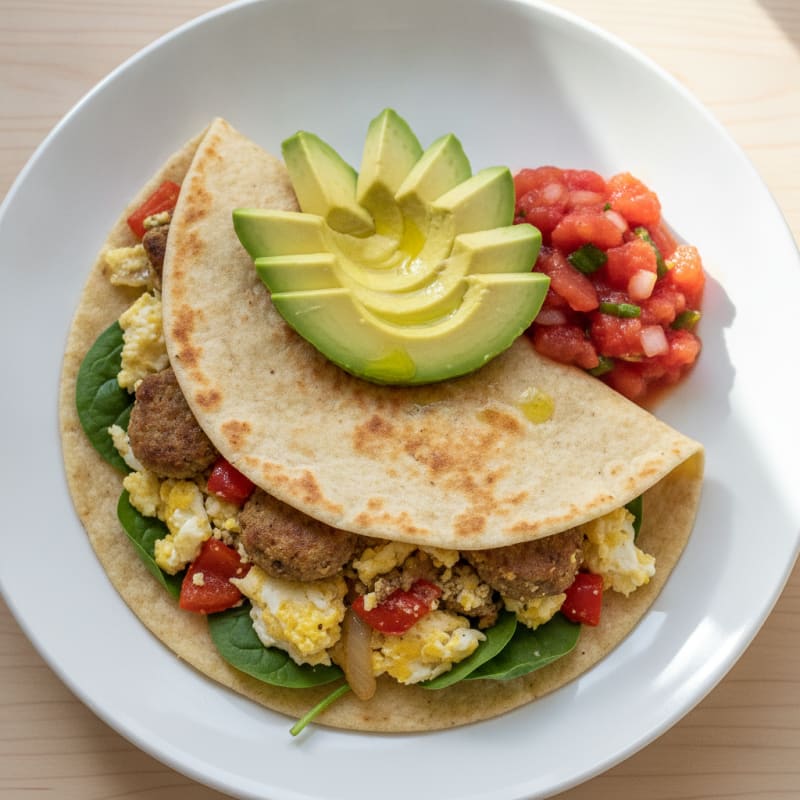 Egg White Veggie Scramble with Carb Smart Tortilla