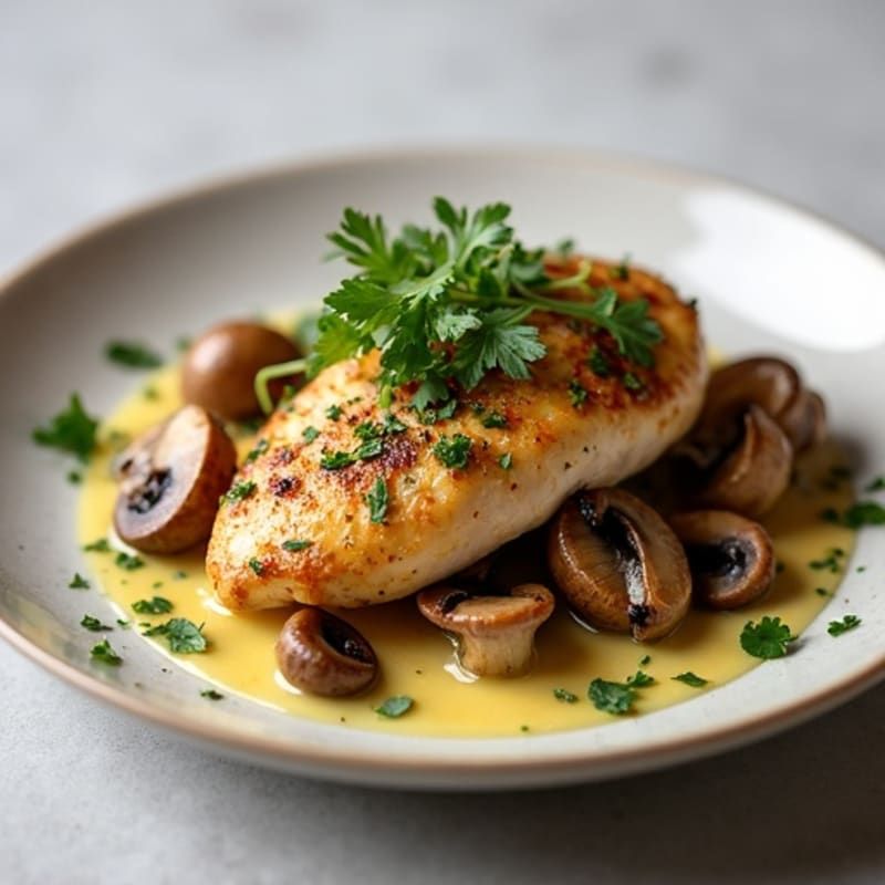 Garlic-Butter Roasted Mushrooms with Fresh Herbs & Chicken
