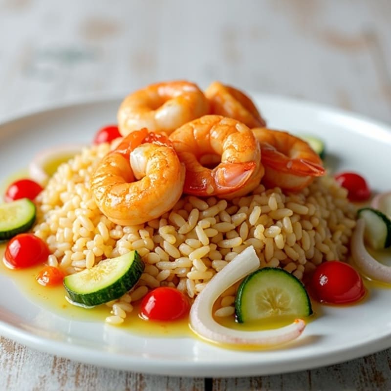 Seafood and Saffron Rice with Fresh Vegetables