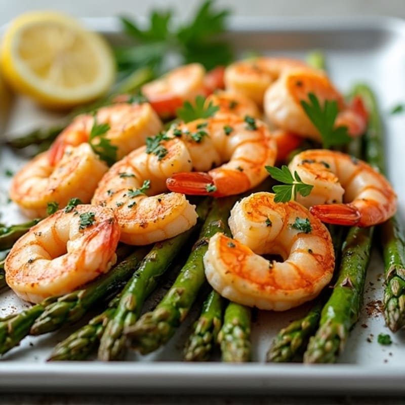 Sheet Pan Lemon Herb Prawns with Crispy Asparagus
