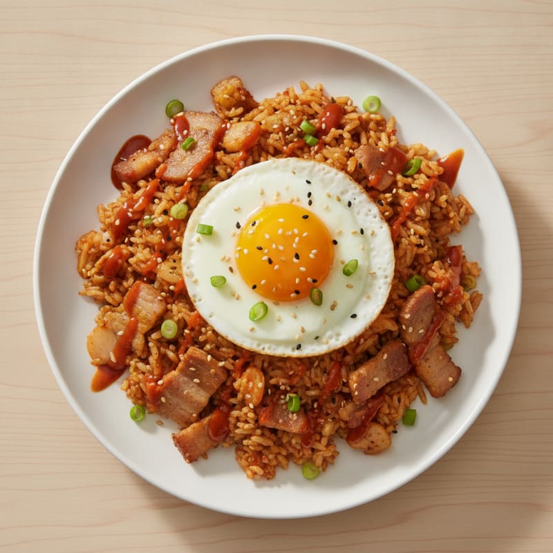 Kimchi Fried Rice with Pork Belly
