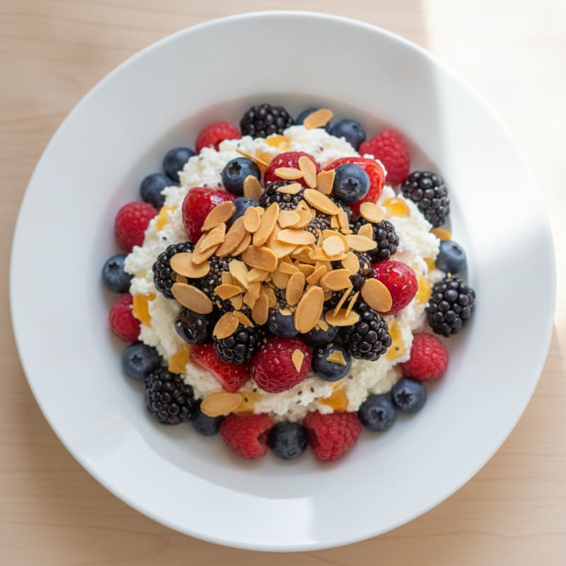 Cottage Cheese Berry Parfait with Crunchy Almonds