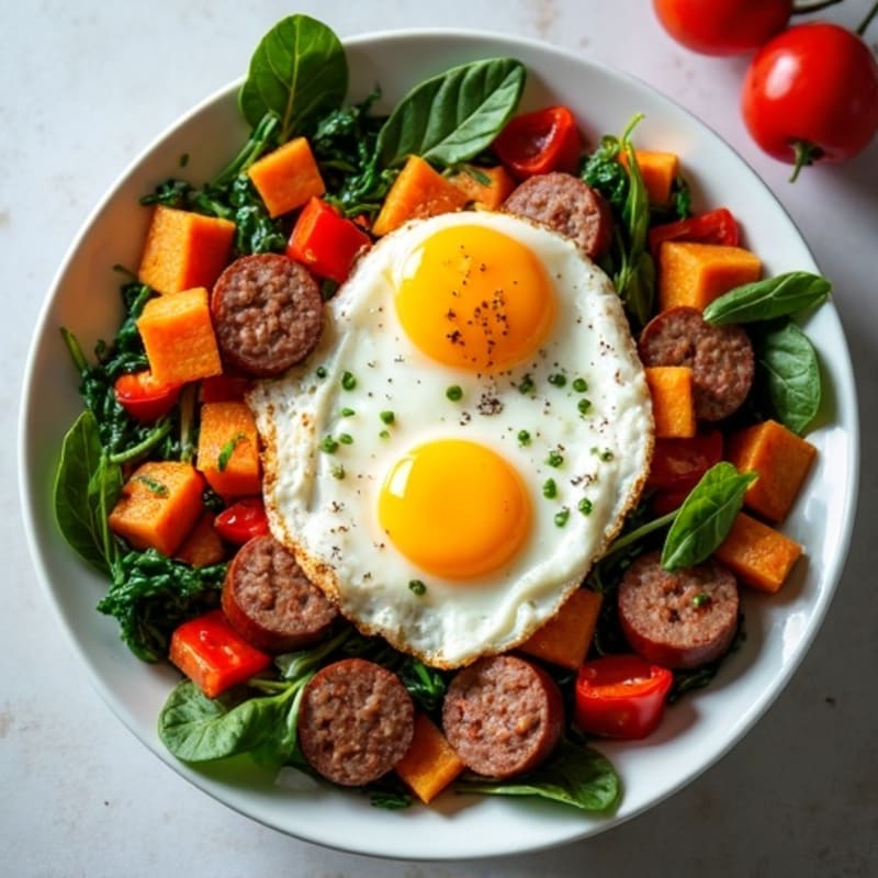 Savory Turkey Sausage and Roasted Sweet Potato Hash