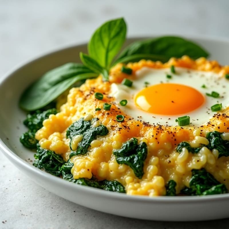 Fluffy Egg and Spinach Scramble with Fresh Herbs