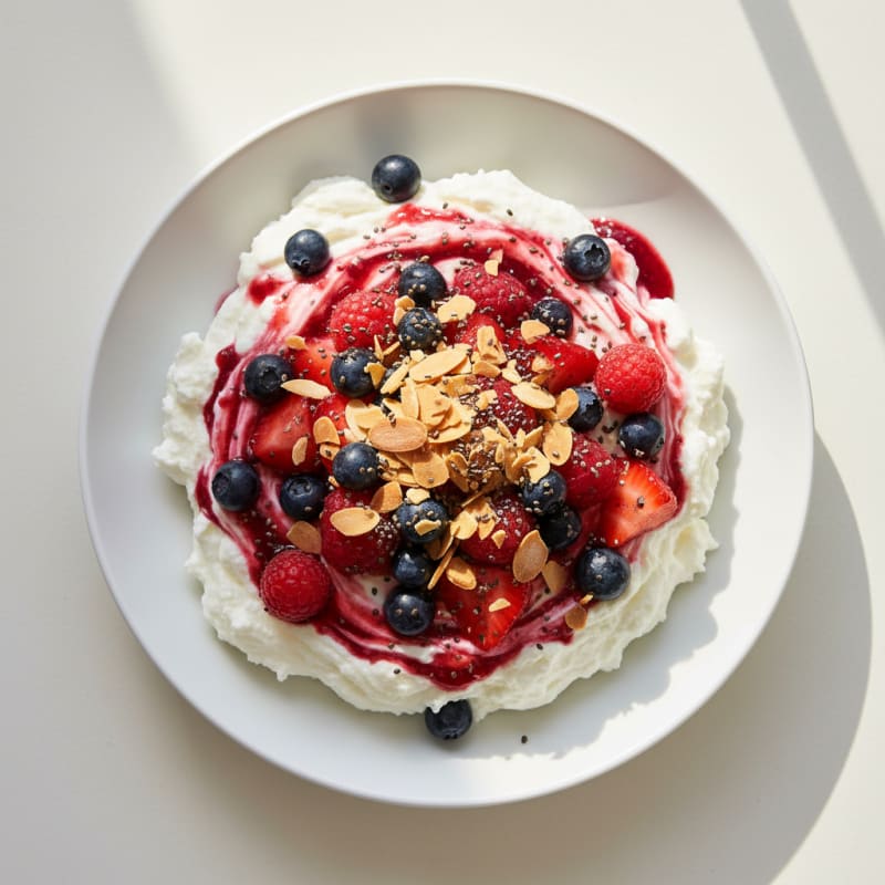 Greek Yogurt Protein Mousse with Mixed Berries