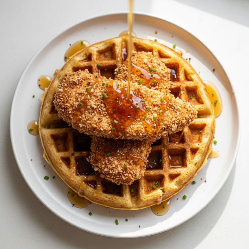 Golden Crispy Chicken and Waffles