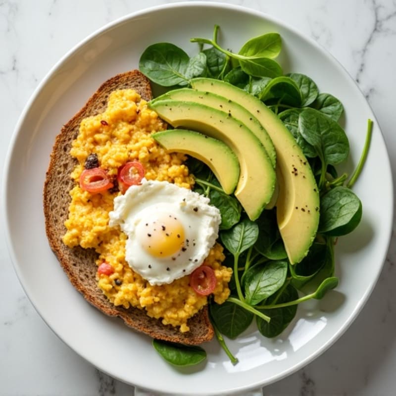 Egg White and Turkey Spinach Scramble with Cottage Cheese