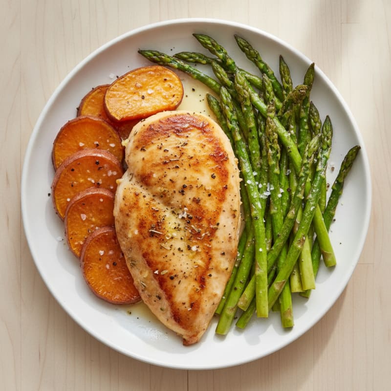 Pan-Seared Chicken with Roasted Asparagus