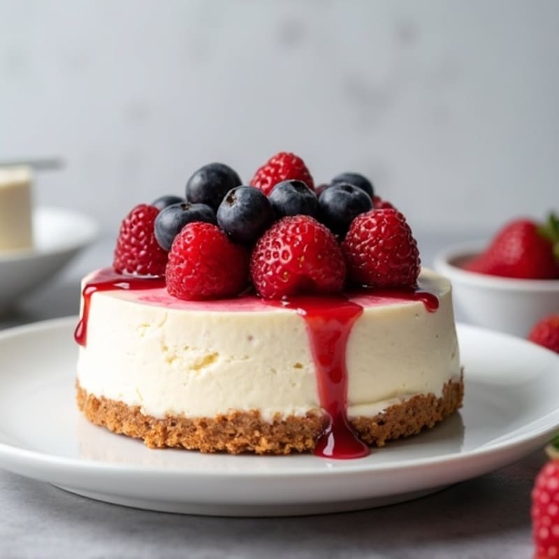 Greek Yogurt Protein Cheesecake with Mixed Berries