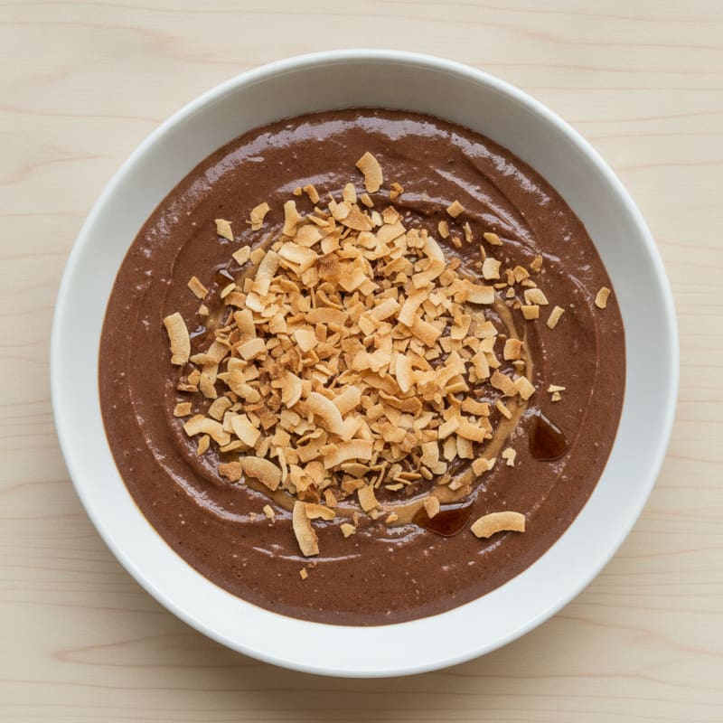 Silky Chocolate Protein Pudding with Toasted Coconut