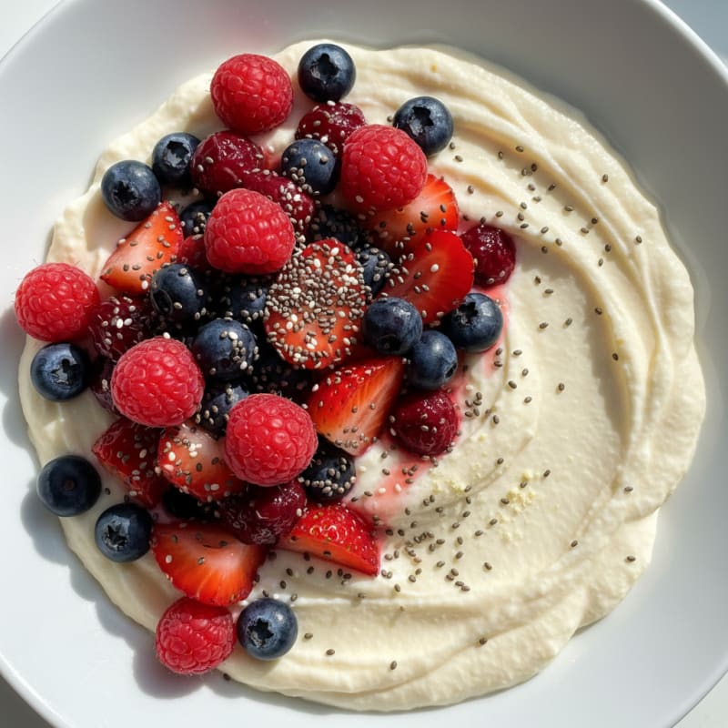 Greek Yogurt Protein Pudding with Mixed Berries