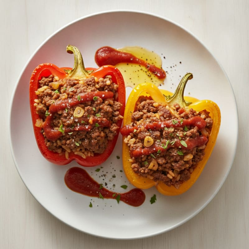 Beef and Rice Stuffed Bell Peppers