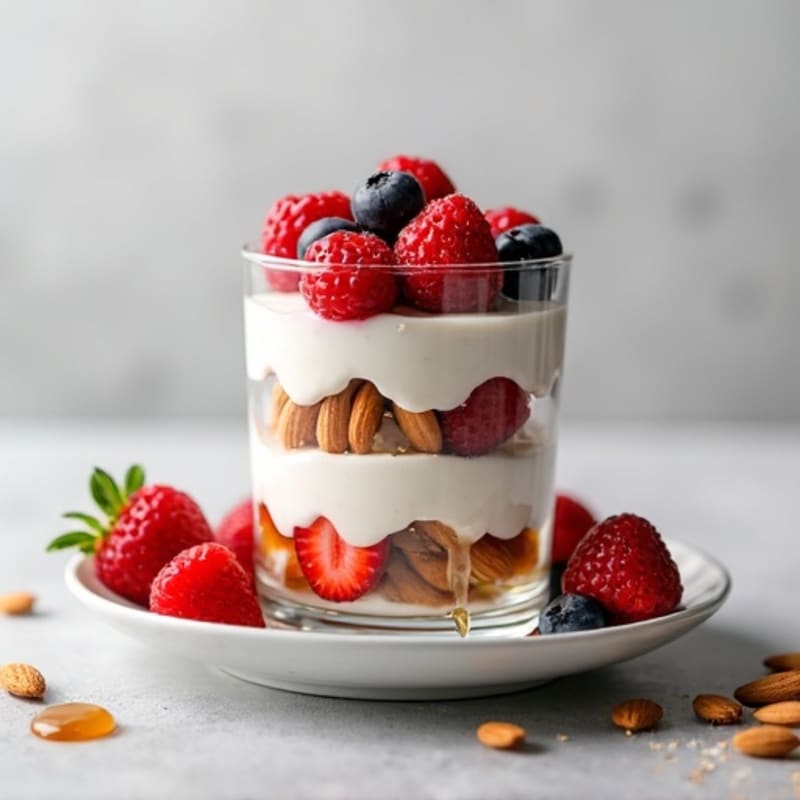 Greek Yogurt Protein Parfait with Berries and Almonds