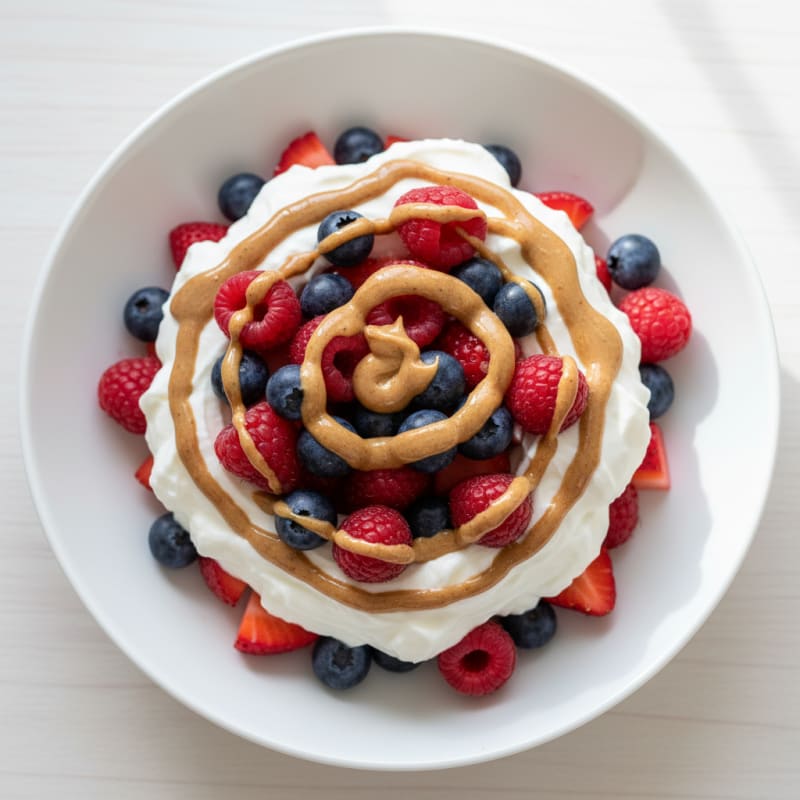 Greek Yogurt Protein Parfait with Mixed Berries and Almond Butter