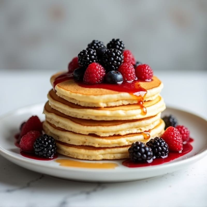 Fluffy Egg White Protein Pancakes with Berry Compote