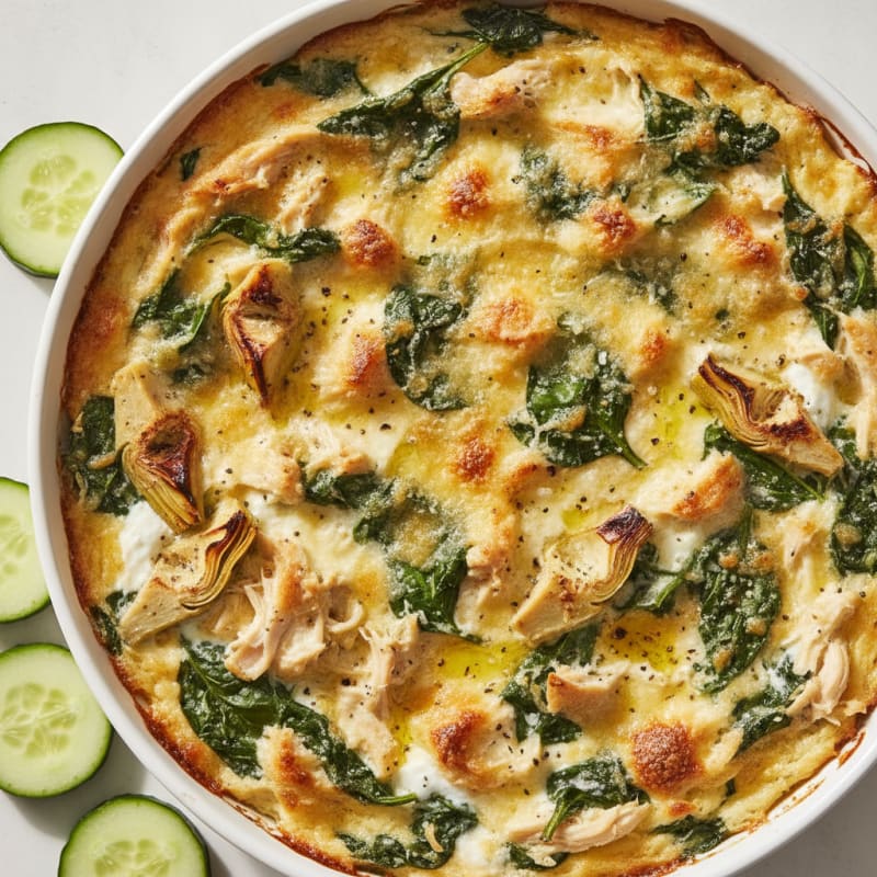 Baked Spinach Artichoke Chicken Dip