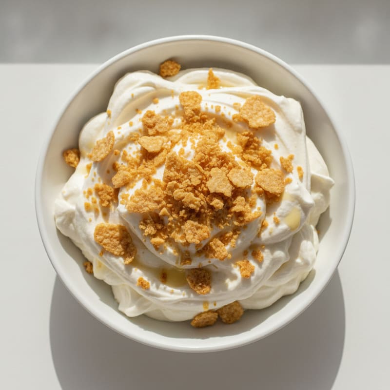 Creamy Greek Yogurt Protein Mousse with Crushed Rice Chips