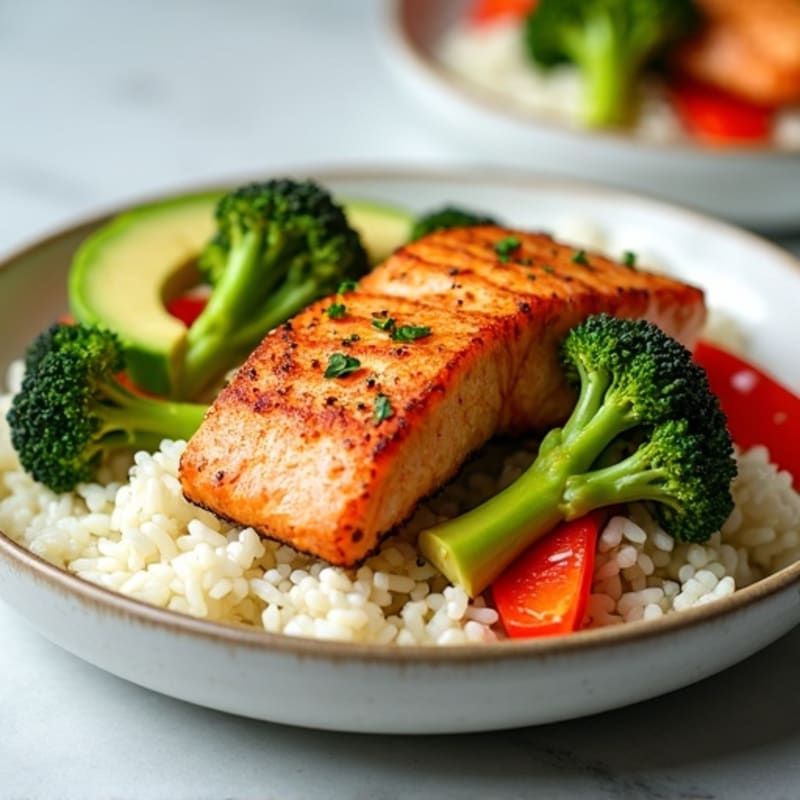 Pan-Seared Salmon with Broccoli and Bell Pepper Stir-Fry