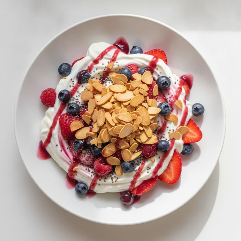 Creamy Greek Yogurt Protein Parfait with Mixed Berries and Almonds