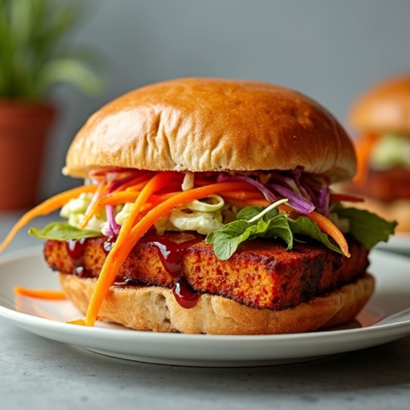 Smoky BBQ Tempeh Sandwich with Crunchy Slaw