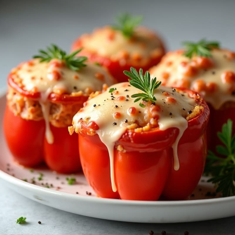 Lean Ham and Melted Swiss Stuffed Bell Peppers