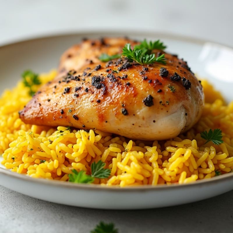 Herb-Roasted Chicken with Garlic Turmeric Rice