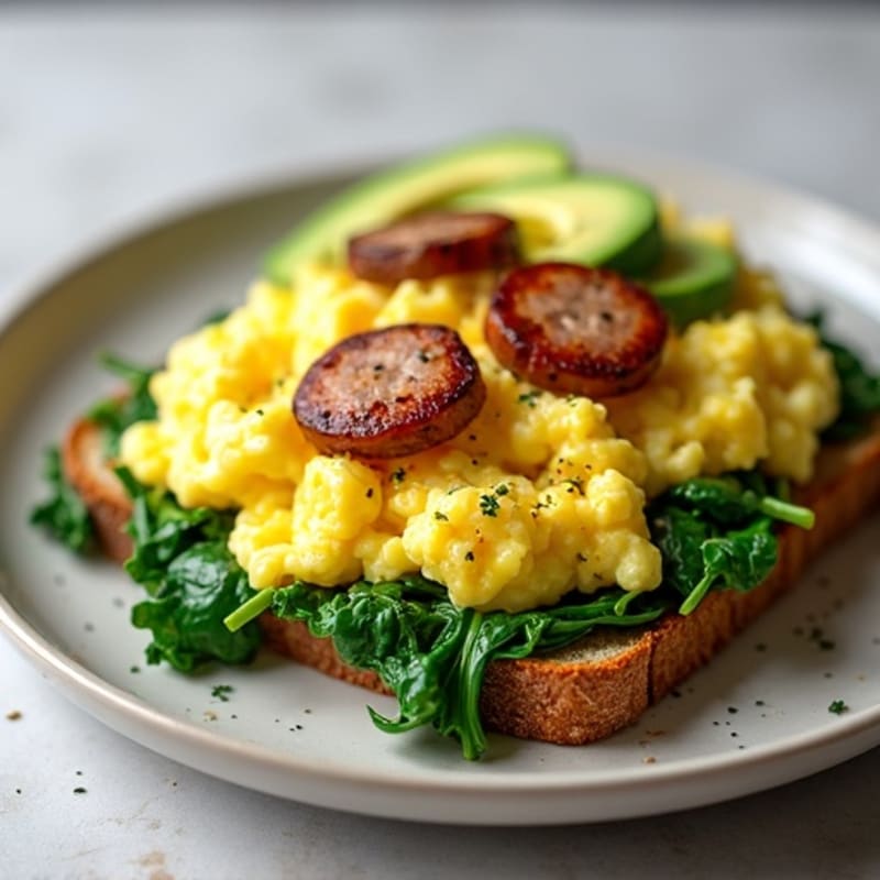 Egg White Scramble with Spinach and Turkey Sausage