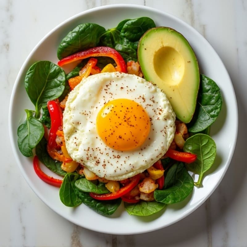 Egg White and Spinach Scramble with Sautéed Peppers