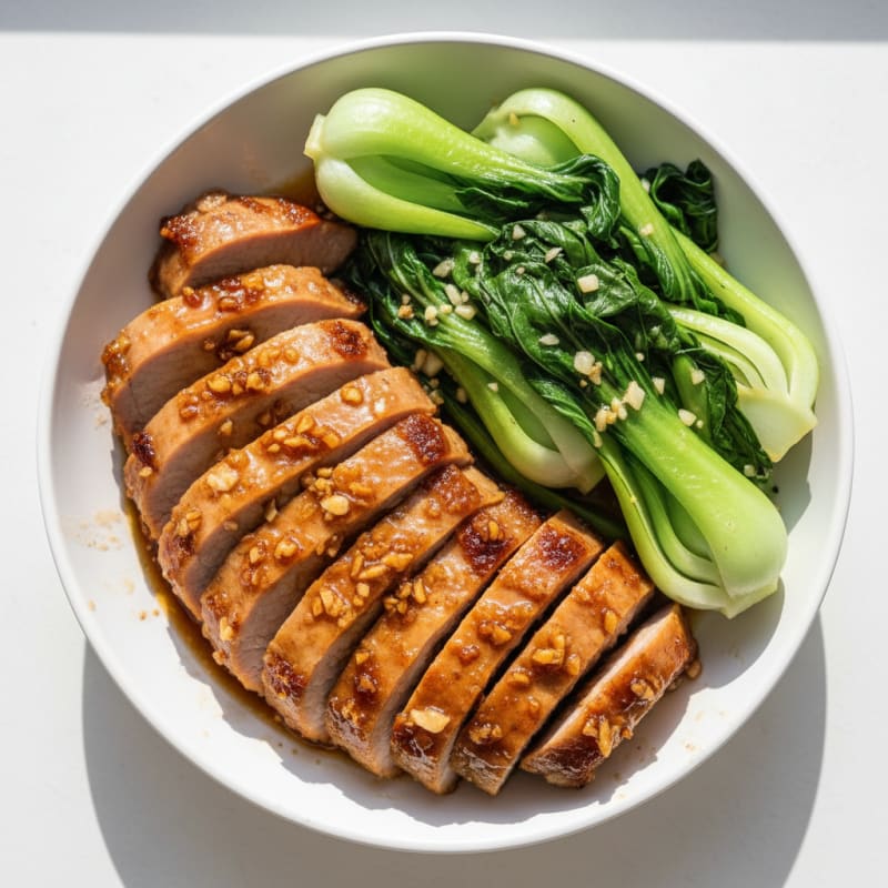 Honey-Garlic Char Siu Pork with Bok Choy