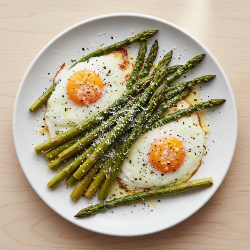Baked Eggs with Roasted Asparagus