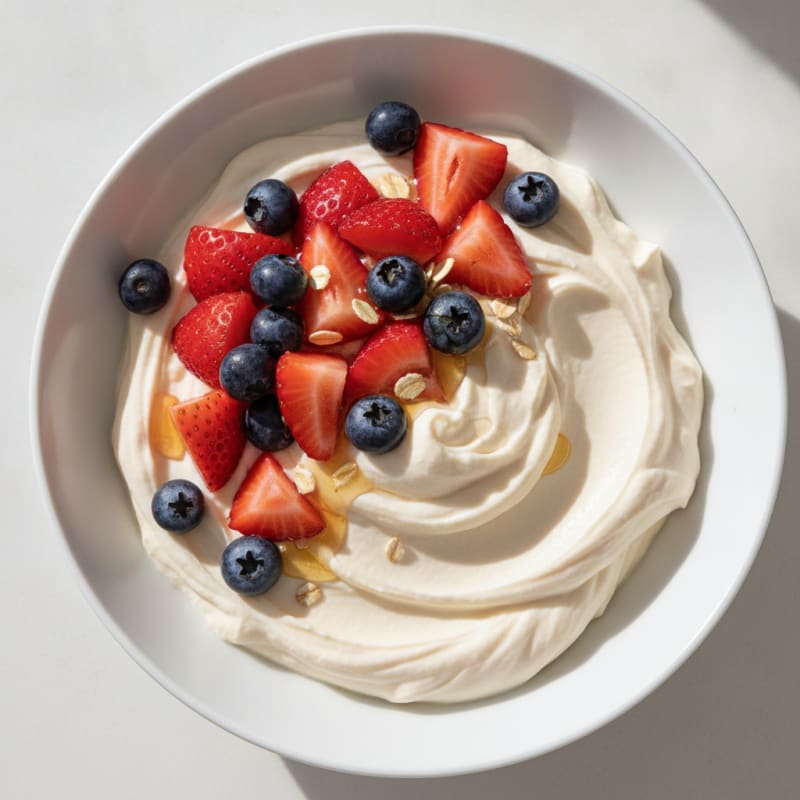 Creamy Greek Yogurt with Protein Powder and Berries